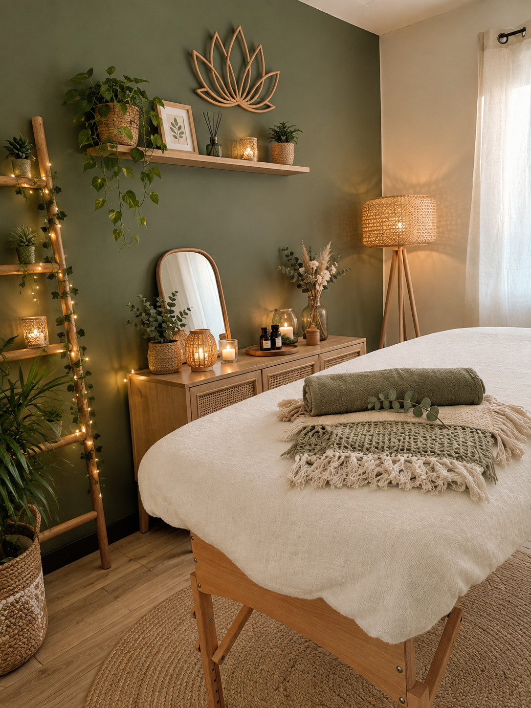 Ma table de massage installée, prête à vous accueillir à domicile
